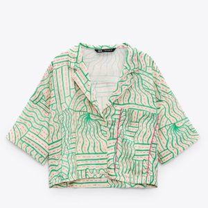 NWT Zara Linen Blend Pyjama Top